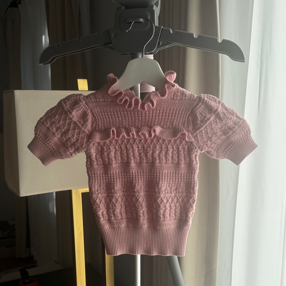 Janie and Jack Pink Knit Sweater with Ruffles